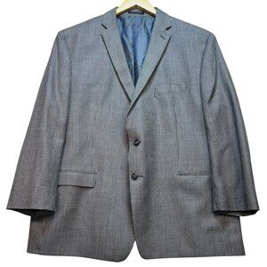 Calvin Klein Mens Silk 2 Button Blazer Jacket 52R Gray White Houndstooth